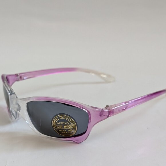 NWT Vintage 90's Kids Acetate Sporty Sunglasses (2 Tone Crystal Pink) - Picture 3 of 5